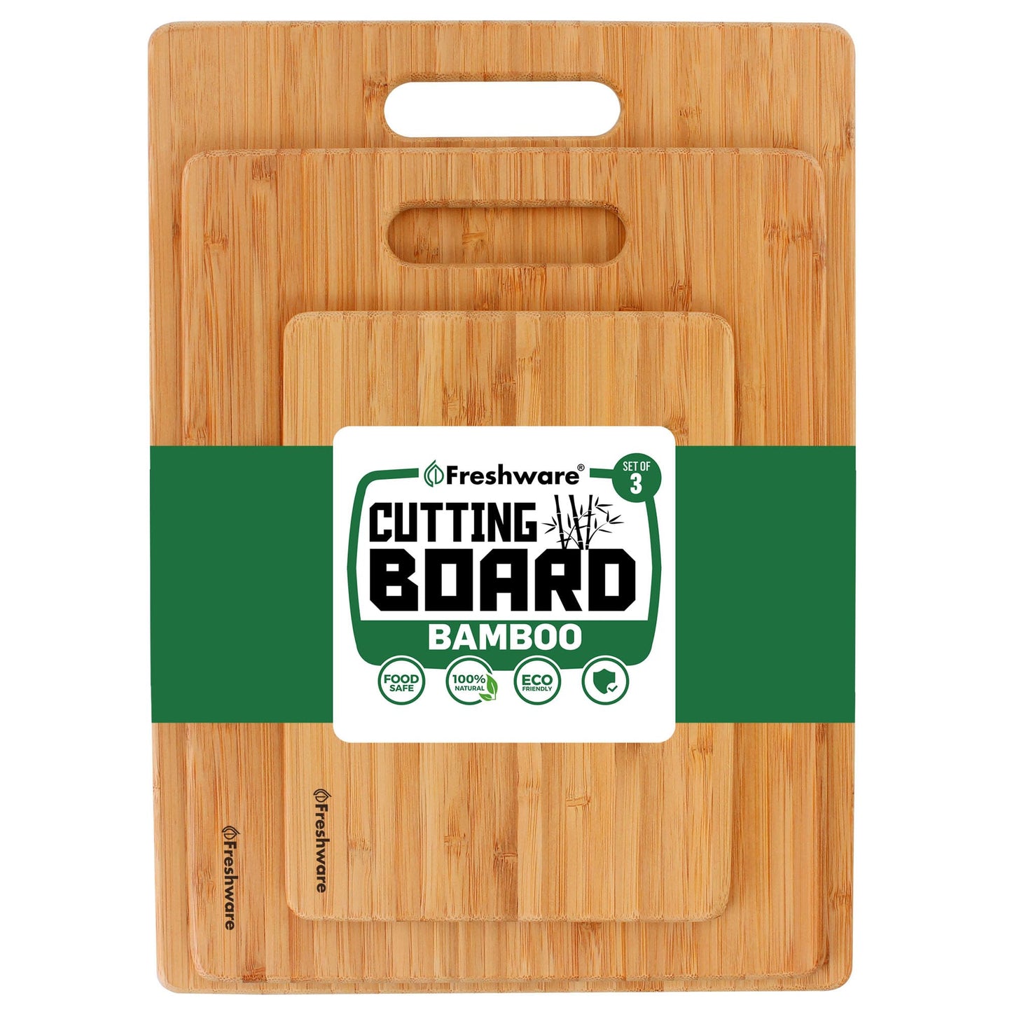 Cutting Boards for Kitchen [Set of 3] Wood Cutting Board for Chopping Meat, Vegetables, Fruits, Cheese, Knife Friendly Serving Tray with Handles