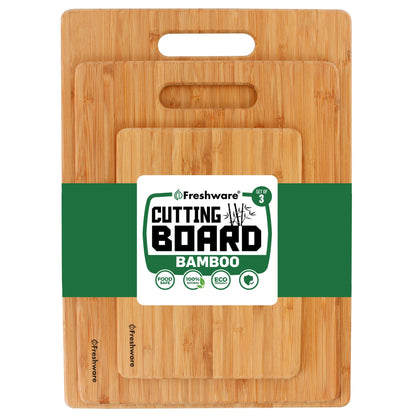 Cutting Boards for Kitchen [Set of 3] Wood Cutting Board for Chopping Meat, Vegetables, Fruits, Cheese, Knife Friendly Serving Tray with Handles