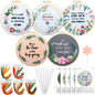 5 Sets Inspired Quote Embroidery Kit for Beginner Adult Motivational Embroidery Starter Set Floral Cross Stamped Needlepoint Kit Hoops Thread Needles for Adults Craft Lover