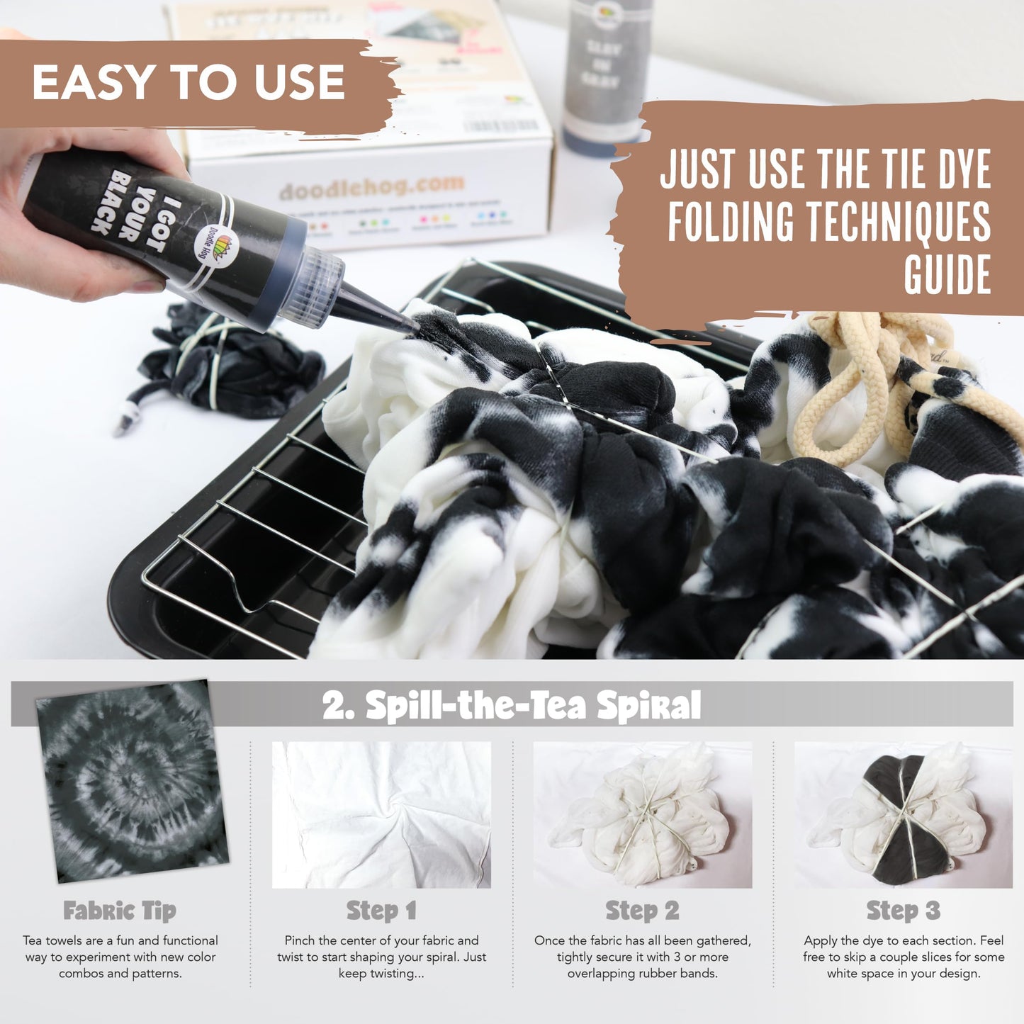 Black Tie Dye Kit, DIY Tie Dye Kit for Kids, Clothing Dye Supplies, Tie Dye Kits for Adults, 9 Full Bottles