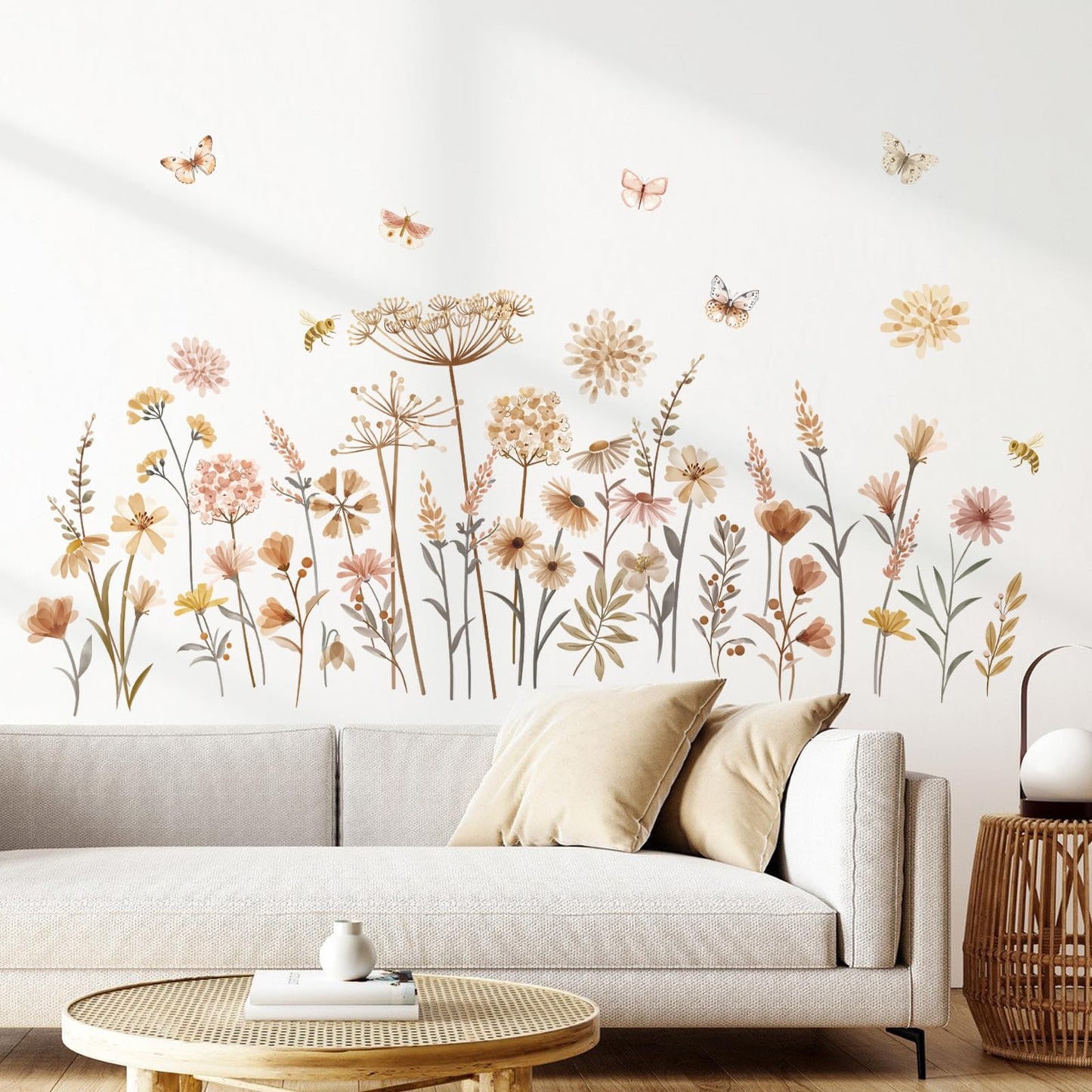 Boho Flower Wall Decals Wildflower Floral Dandelion Grass Wall Stickers Baby Nursery Girls Bedroom Kids Room Wall Decor
