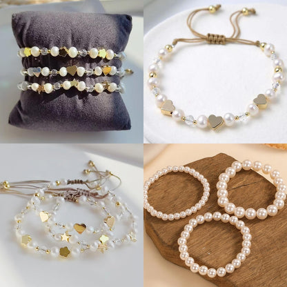 750Pcs Beads for Bracelets Making Kit DIY Pearl Beads for Jewelry Making Kit for Adults Charms for Bracelets String Crystal Beads for Bracelets Making Kit Jewelry Making Supplies