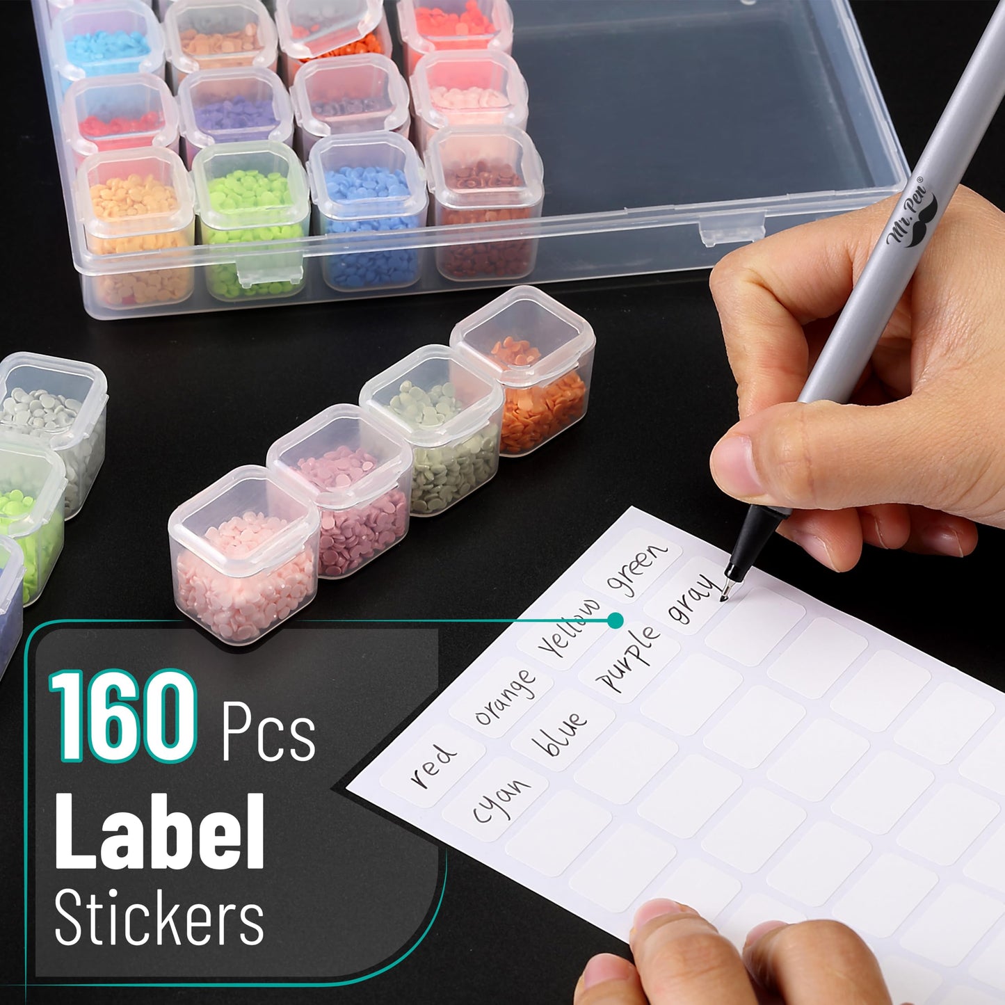 28 Grids, 2 Pack, Bead Storage Containers with 160pcs Label Stickers, Diamond Art, Bead Box, Diamond Painting Organizer