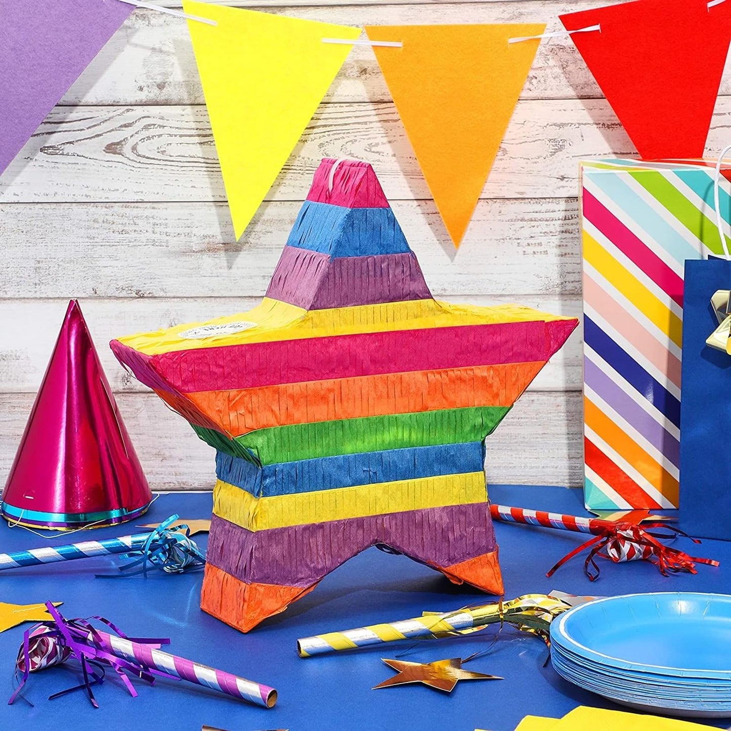 Rainbow Star Pinata for Kids Birthday, Twinkle Twinkle Little Star Gender Reveal Party Decorations (Small, 12.6 x 12.6 x 3 In)