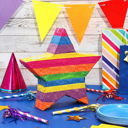 Rainbow Star Pinata for Kids Birthday, Twinkle Twinkle Little Star Gender Reveal Party Decorations (Small, 12.6 x 12.6 x 3 In)