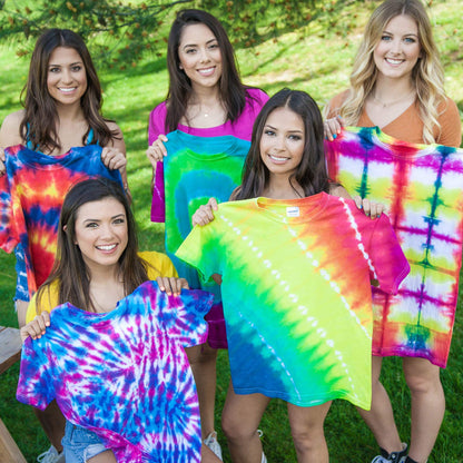 One-Step Tie-Dye Kit Party for 5, 15 Rainbow Colors for Fabric
