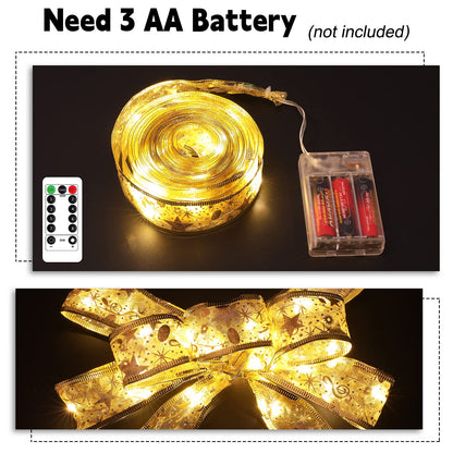 LED Ribbon Lights for Decorations - 32.8ft (2X16.4ft) 100 LED IP44 Waterproof Fairy Lights Battery Operated with Remote & Timer for Children's Day, Father's Day, Christmas, Party, Wedding