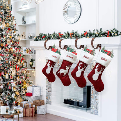 Christmas Stocking Holders for Mantle Set 4,Lightweight Stocking Holder No-Slip Stocking Hangers for Mantel Fireplace,Adjustable Mantel Stocking Hooks