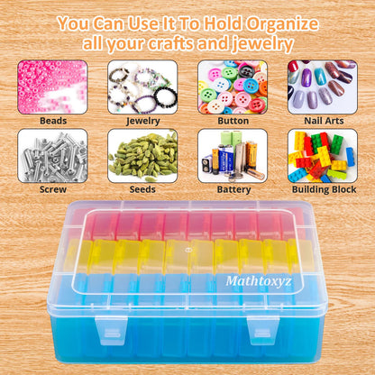Bead Organizer Box(Red,Yellow,Blue), 31Pcs Small Bead Organizers and Storage Plastic Cases Mini Clear Containers Boxes with Hinged Lid and Rectangle for Bracelet Making DIY Jewelry Craft