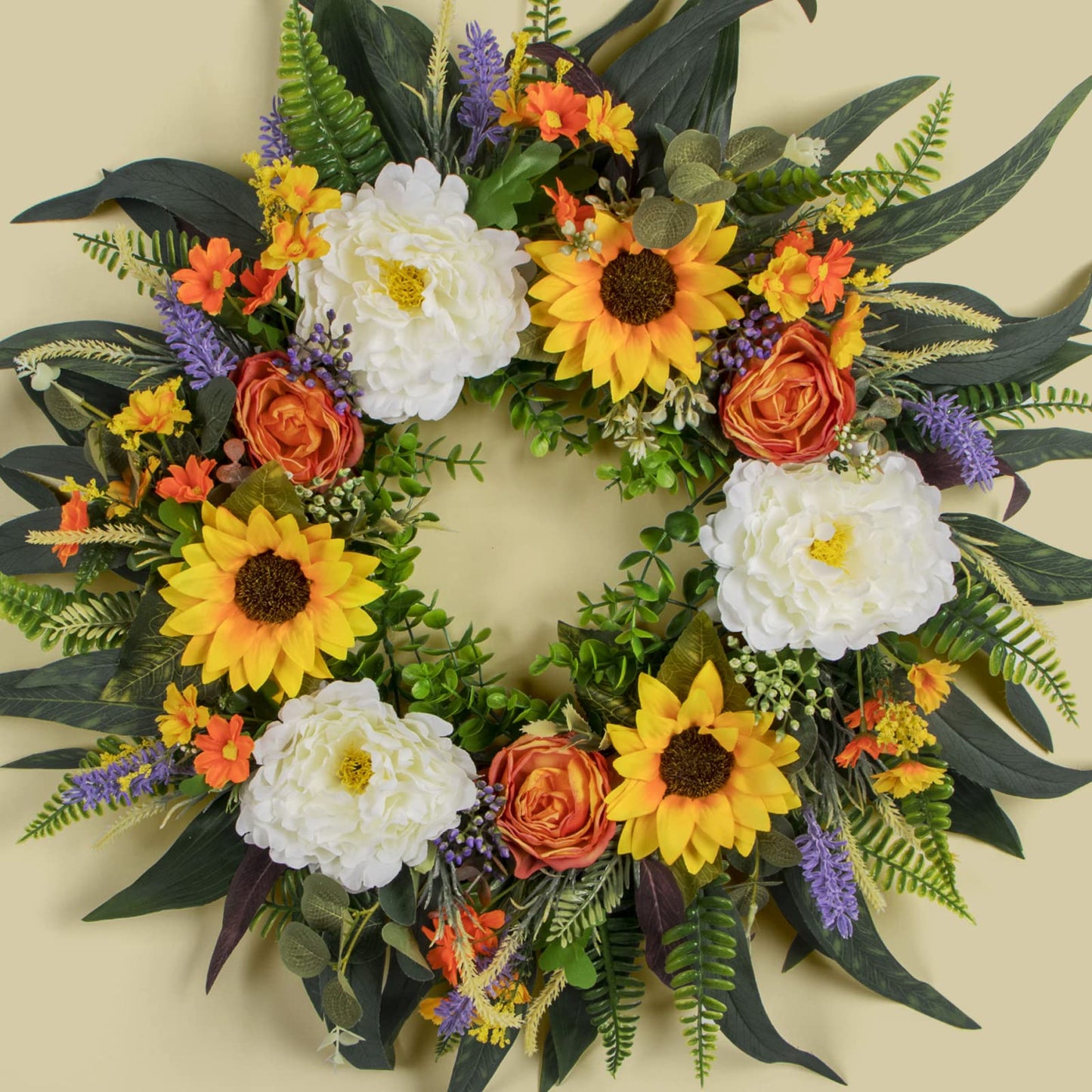 Spring Wreath Fall Decor Wreath for Front Door-22 Inch Summer Peony Eucalyptus Wreaths for Front Porch Farmhouse Home Decor