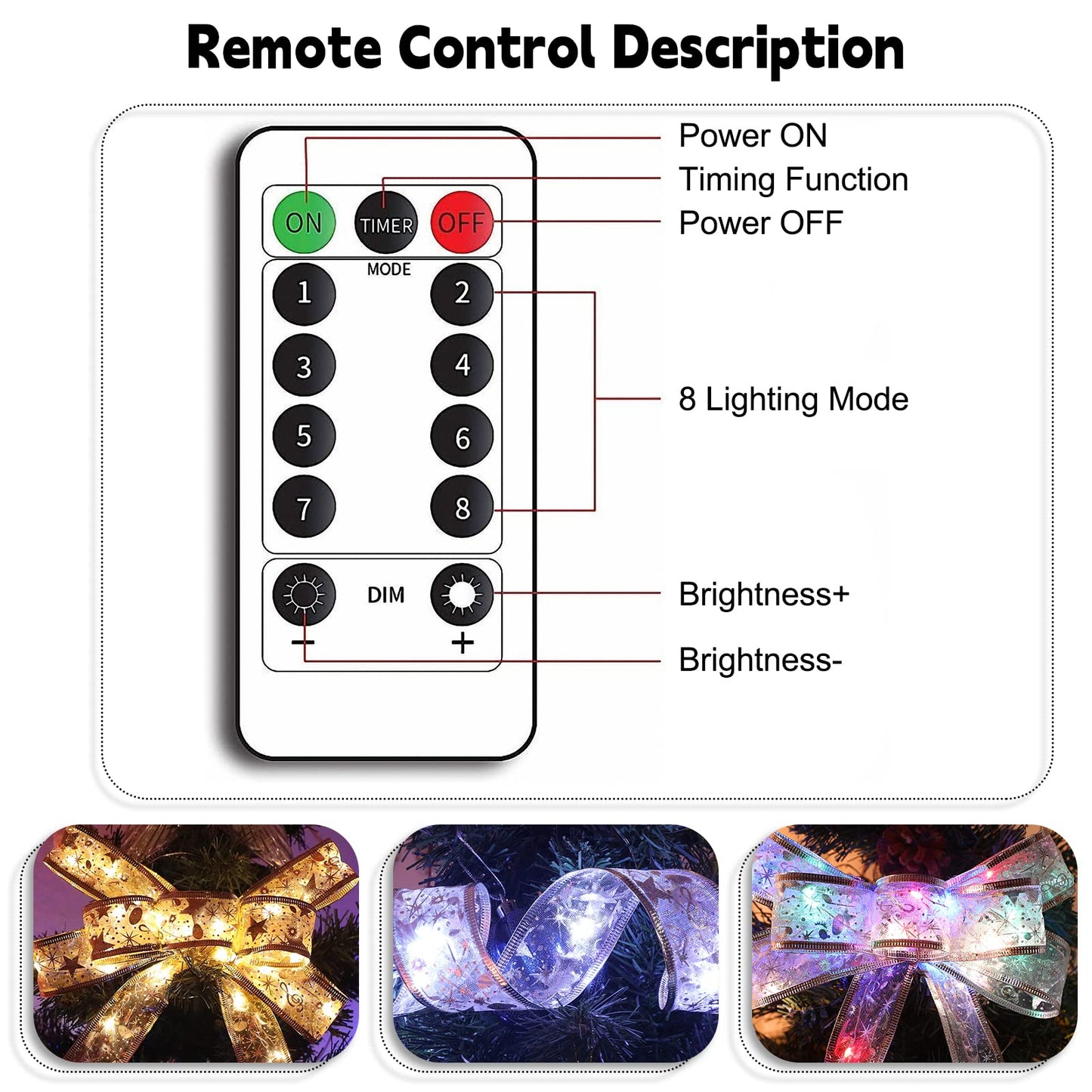 LED Ribbon Lights for Decorations - 32.8ft (2X16.4ft) 100 LED IP44 Waterproof Fairy Lights Battery Operated with Remote & Timer for Children's Day, Father's Day, Christmas, Party, Wedding