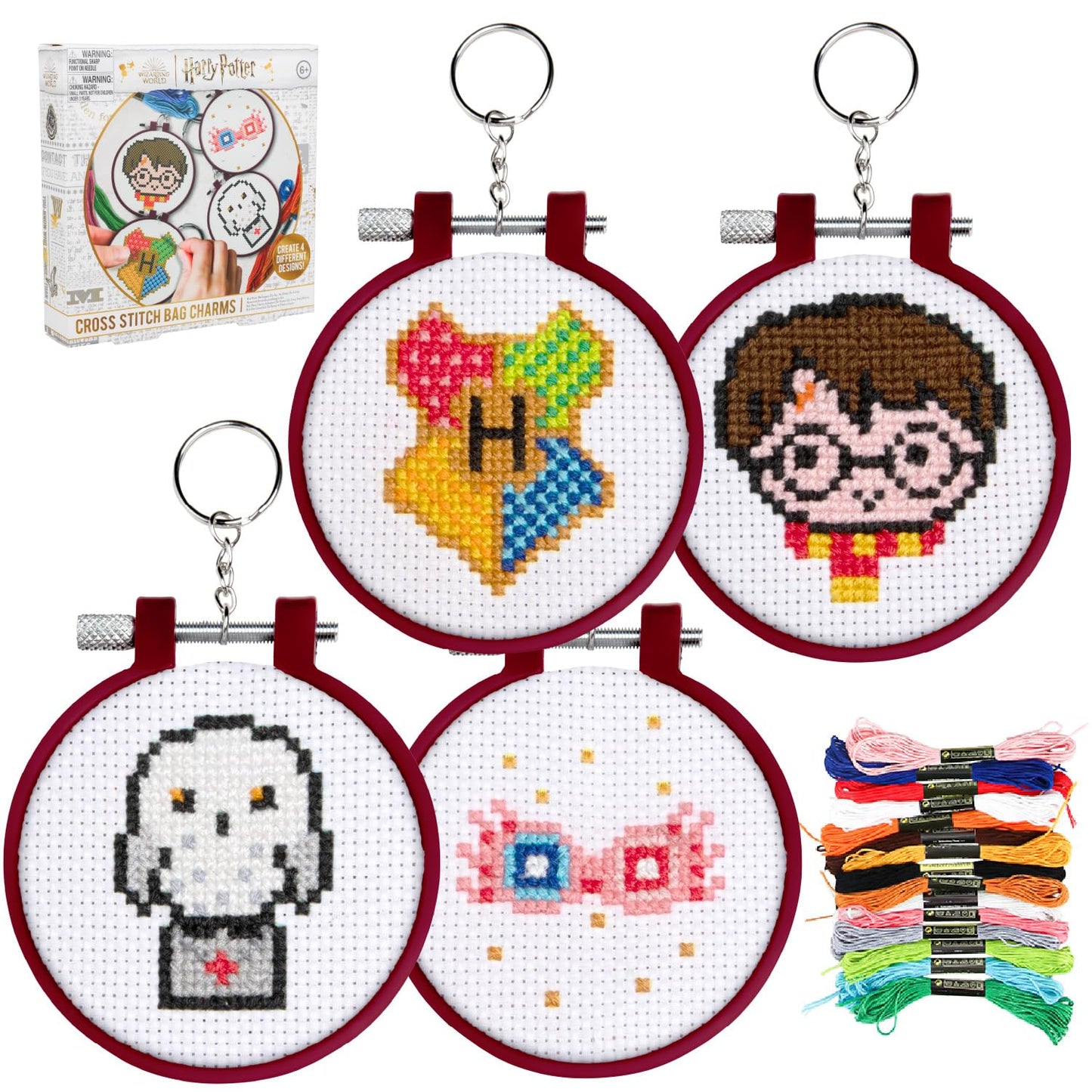 Harry Potter Stamped Cross Stitch, Embroidery Kit - Officially Licensed Wizarding World Merchandise, Easy Craft Activity for Movie Fans, Starter Kit for Needlework Beginners