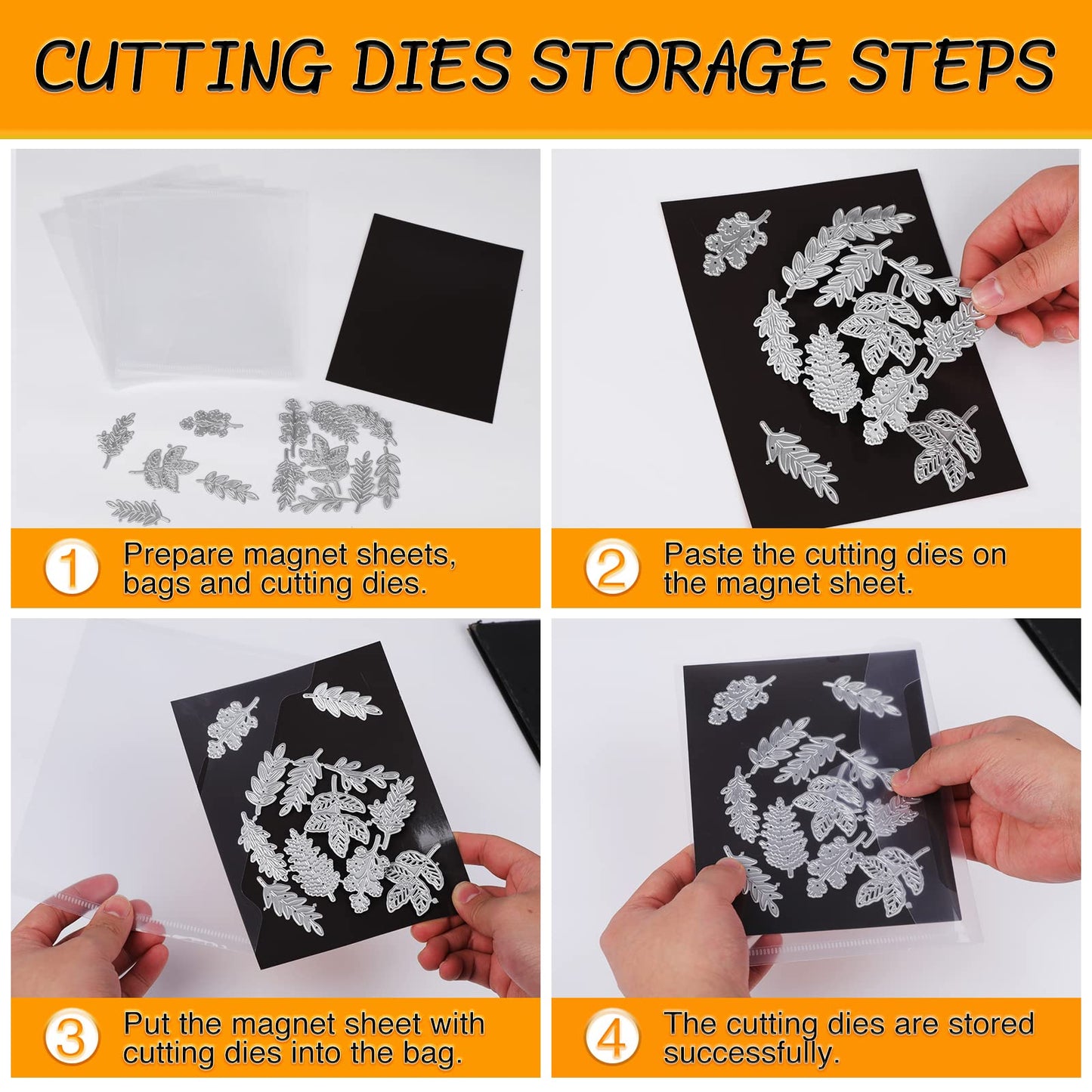 40 PCS Stamp and Die Storage Bag and Rubber Magnetic Sheets,die Storage Set for Storage Die Cutting, DIY Scrapbooking