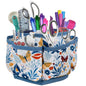 360 Degree Rotating Organizer for Tabletop, Counter, Storage, Sewing Supplies, Art Supplies with Compartments, Butterfly Floral Print