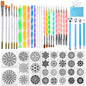 Mandala Dotting Tools, 58PCS Dot Painting Tools Set Rock Painting Supplies with a Blue Zipper Waterproof Storage Bag for Painting Rocks