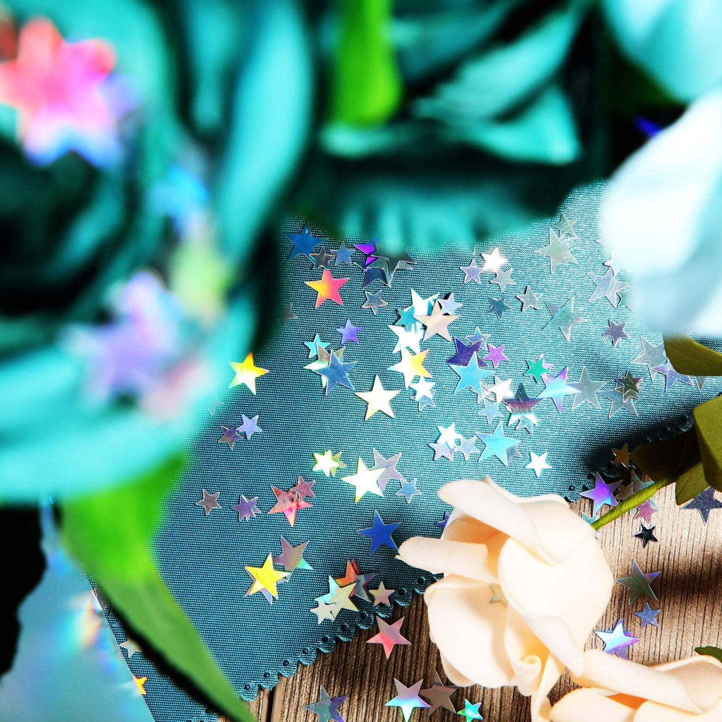 60g Star Confetti Glitter Table Confetti Metallic Foil Stars for Party Wedding Festival Decorations(Holographic Silver,10mm and 6mm)