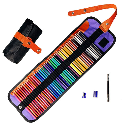76 Pack Premium Artist Pencil Set, Pencils Set with Canvas Wrap for Drawing Adult Coloring Books Artist Beginner Teens School Travel Birthday Gifts Art Drawing Supplies, Oil based Color Pencils