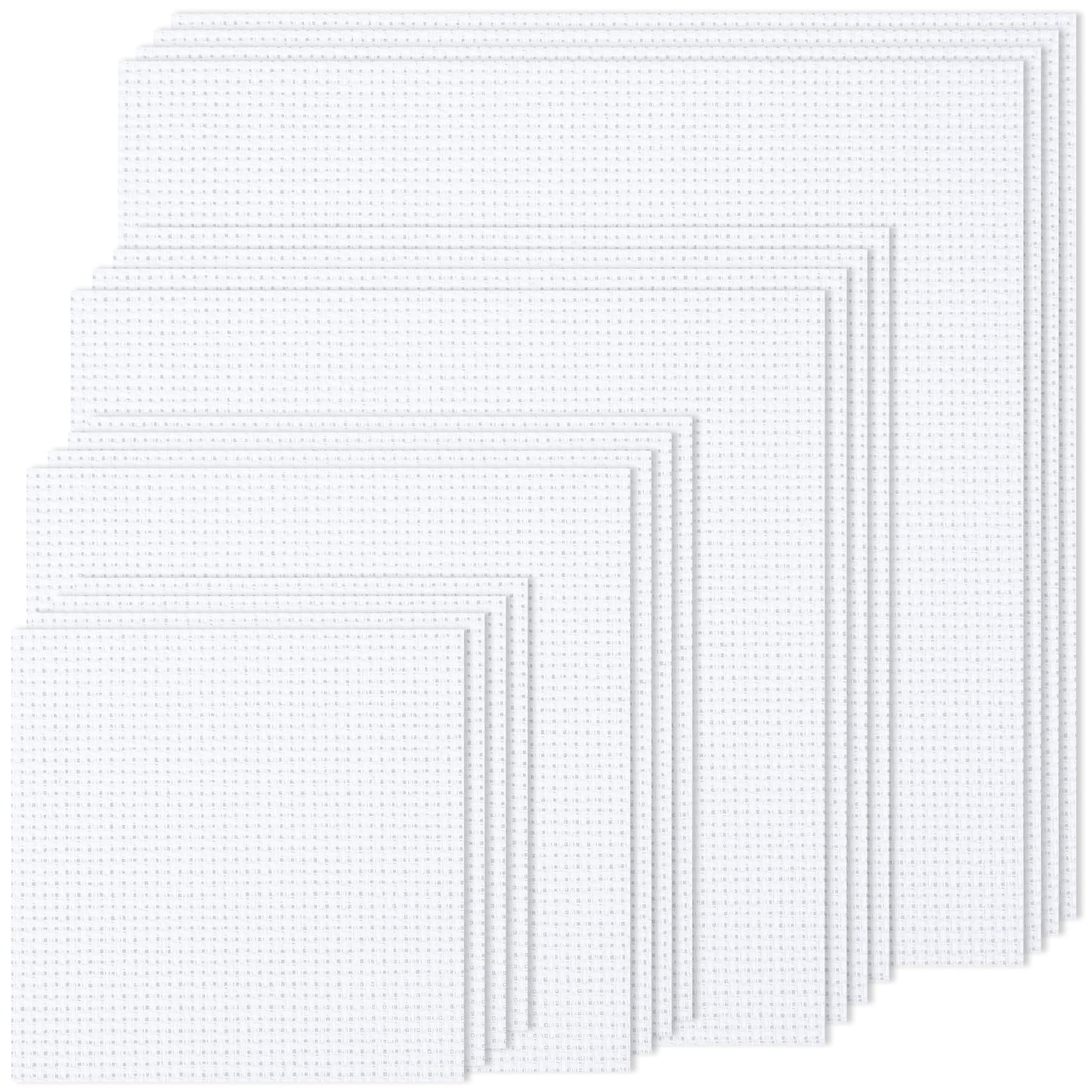 16PCS Cross Stitch Fabric, 4 Sizes White Aida Cloth 14 Count Craft Embroidery Cloth Classic Reserve Cross Stitch for Home DIY Handmade Needlework Embroidery Decoration, 5.9 to 11.8 inch