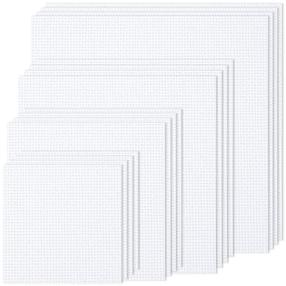 16PCS Cross Stitch Fabric, 4 Sizes White Aida Cloth 14 Count Craft Embroidery Cloth Classic Reserve Cross Stitch for Home DIY Handmade Needlework Embroidery Decoration, 5.9 to 11.8 inch