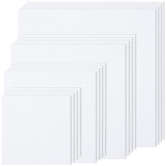 16PCS Cross Stitch Fabric, 4 Sizes White Aida Cloth 14 Count Craft Embroidery Cloth Classic Reserve Cross Stitch for Home DIY Handmade Needlework Embroidery Decoration, 5.9 to 11.8 inch