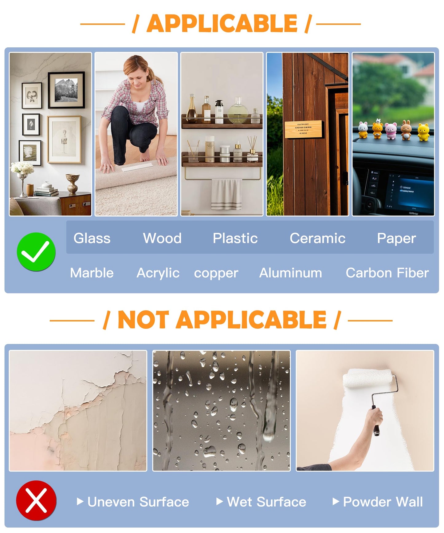 Double Sided Tape for Heavy Duty Applications, Removable Mounting Tape, Nano Tape, Extra Large Clear Transparent Adhesive Strips for Poster Carpet Picture Hanging Strip Rug Wall Outdoor, 1-Pack