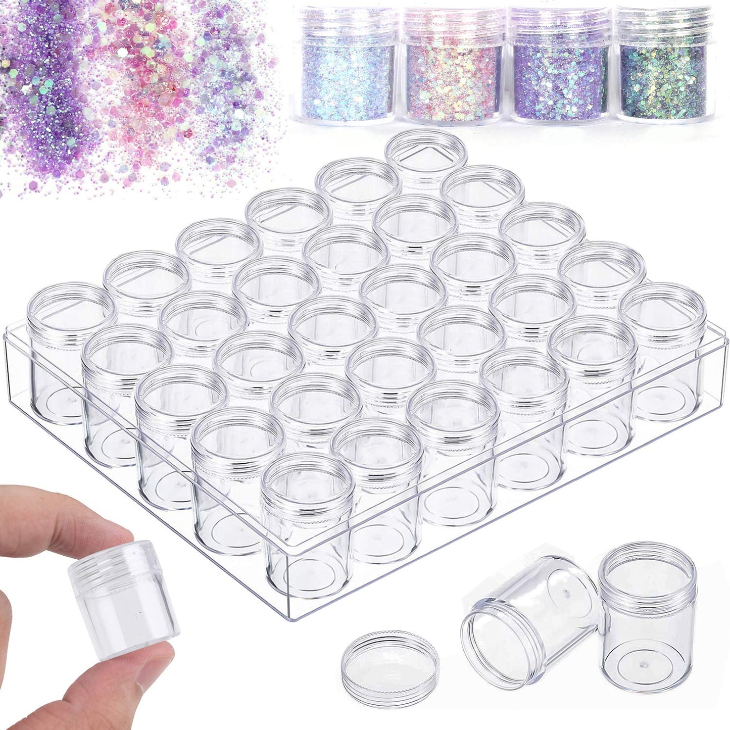 30 Grids Diamond Painting Storage Containers, Portable Bead Art Organizer Case with Lids for Crafts, Jewelry DIY