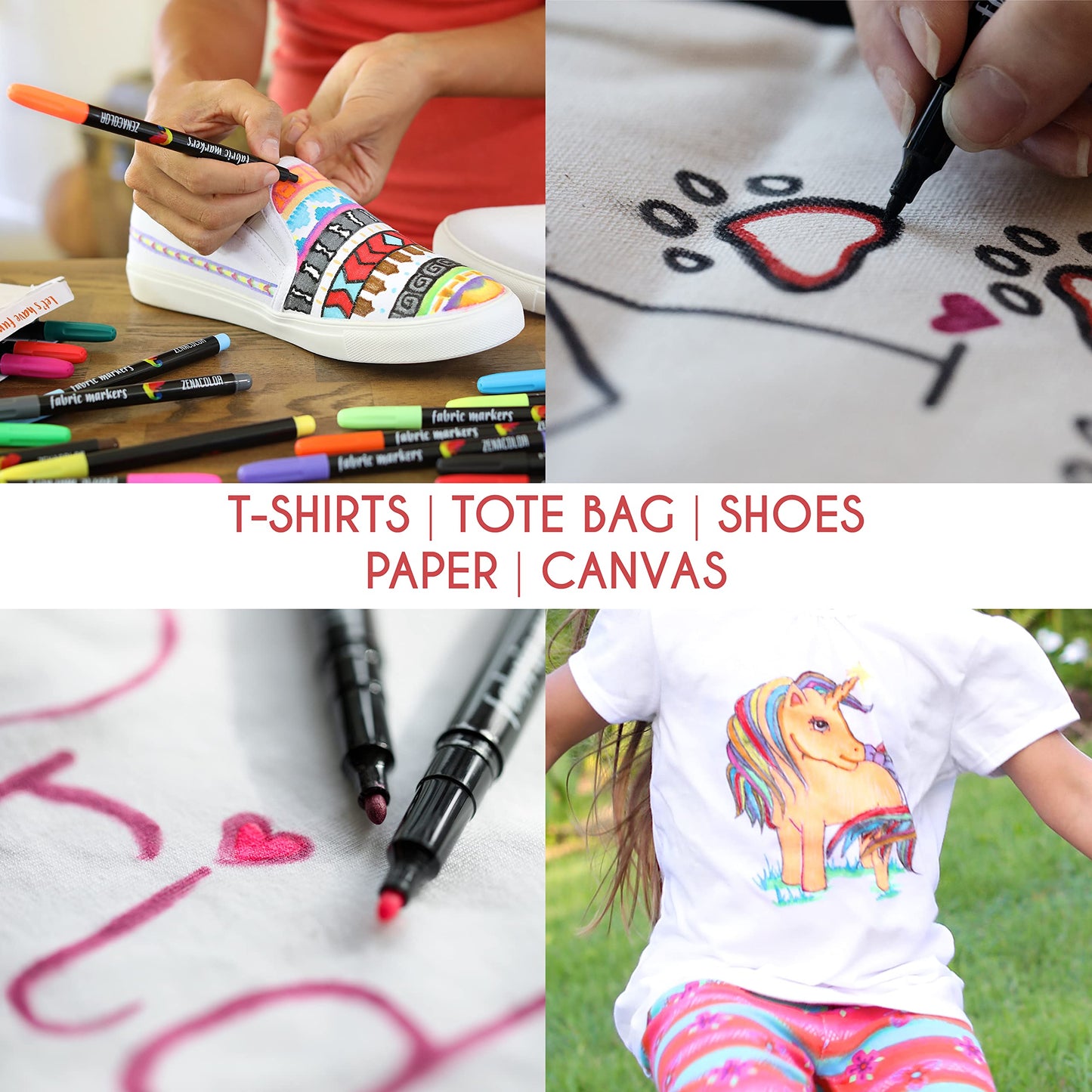 20 Fabric Markers Pens Set - Indelible and Permanent Fabric Paint Fine Point Textile Marker Pen