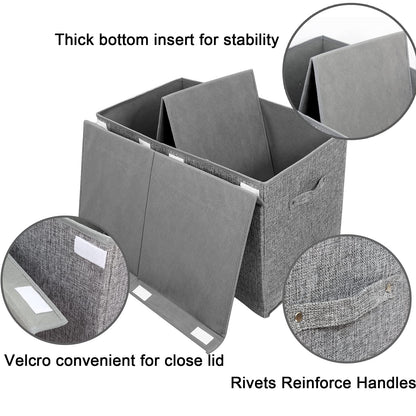 Large Toy Box Chest with Lid, Collapsible Sturdy Toy Storage Organizer Boxes Bins Baskets for Kids, Boys, Girls, Nursery, Playroom, 25"x13" x16" (Linen Gray)