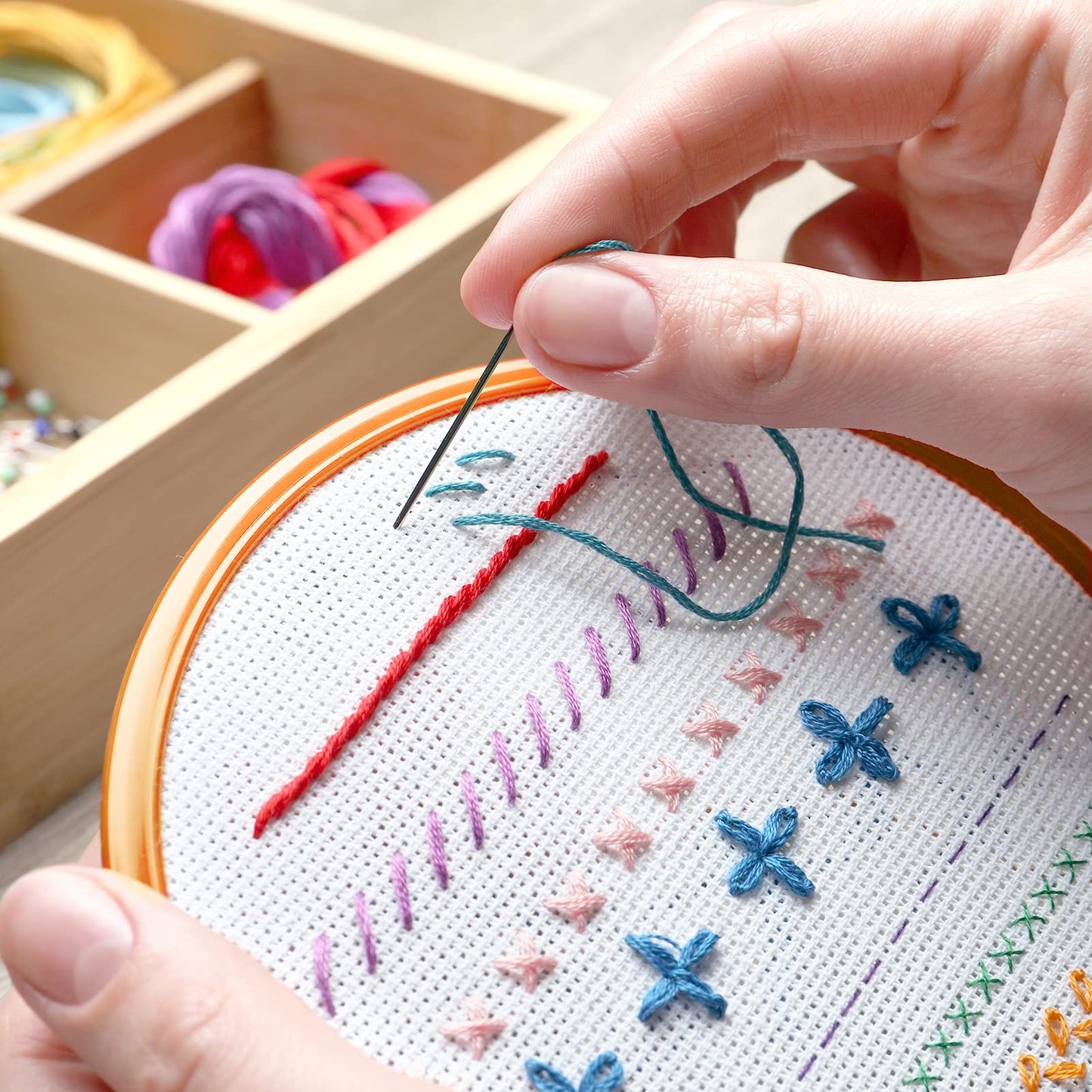 6 Pieces Aida Cloth 14 Count White Cross Stitch Fabric for Craft Embroidery, Handmade Needlework, DIY Handicrafts, 12 by 18-Inch