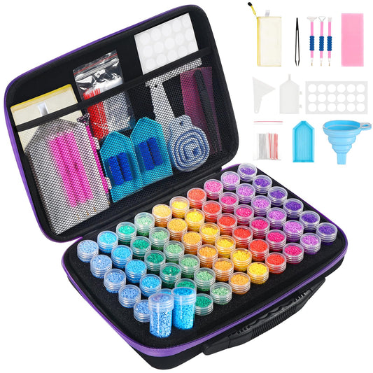 Diamond Painting Storage Containers 60 Slots Accessories and Tools Portable Diamond Painting Organizer Shockproof Diamond Art Storage Case Jewelry Beads Storage Box