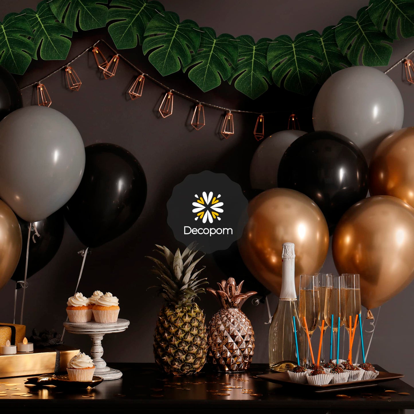 108 Pack Palm Leaves Artificial Tropical Monstera - 6 Kinds Large Small Green Fake Palm Leaf with Stems for Safari Jungle Hawaiian Luau Party Table Decoration Wedding Birthday Theme Party Decorations