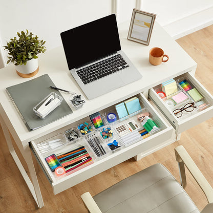 Drawer Organizer 25PCS, 4 Sizes Clear Plastic Desk Drawer Dividers, Storage Separation Bins for Make Up, Kitchen Utensils, Vanity Accessories in Office/Bathroom/Bedroom Organization