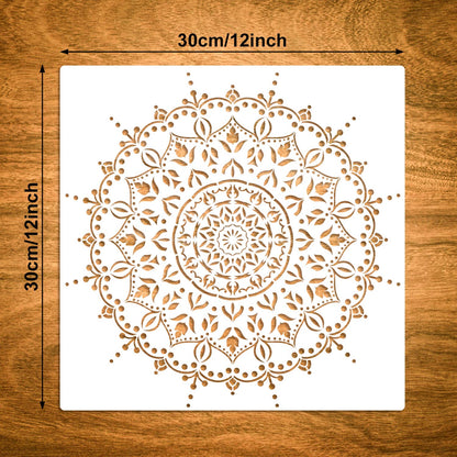 9 Pack (12x12 Inch) Large Reusable Stencil Mandala Stencil Laser Cut Painting Template for Floor Wall Tile Fabric Furniture Stencils Painting