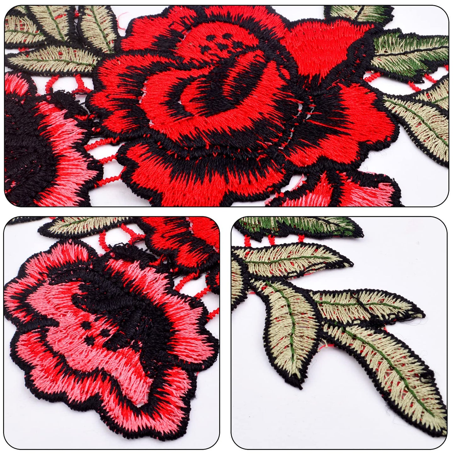 12 Pieces (6 Pairs) Iron On Flower Patches Clothing Patch Delicate Embroidered Flower Appliques for DIY T-Shirt Backpack Hoodies Shoes Bags Decoration, 6 Styles