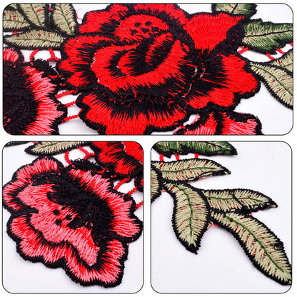 12 Pieces (6 Pairs) Iron On Flower Patches Clothing Patch Delicate Embroidered Flower Appliques for DIY T-Shirt Backpack Hoodies Shoes Bags Decoration, 6 Styles