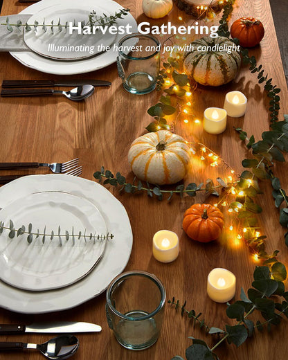 48-Pack Novelty Flickering Flameless Tea Lights Candles, 200+Hours Battery-Operated LED Fake Candles for Wedding Table Centerpieces,Proposal,Anniversary, White Base, Ø1.5'' × H1.3''