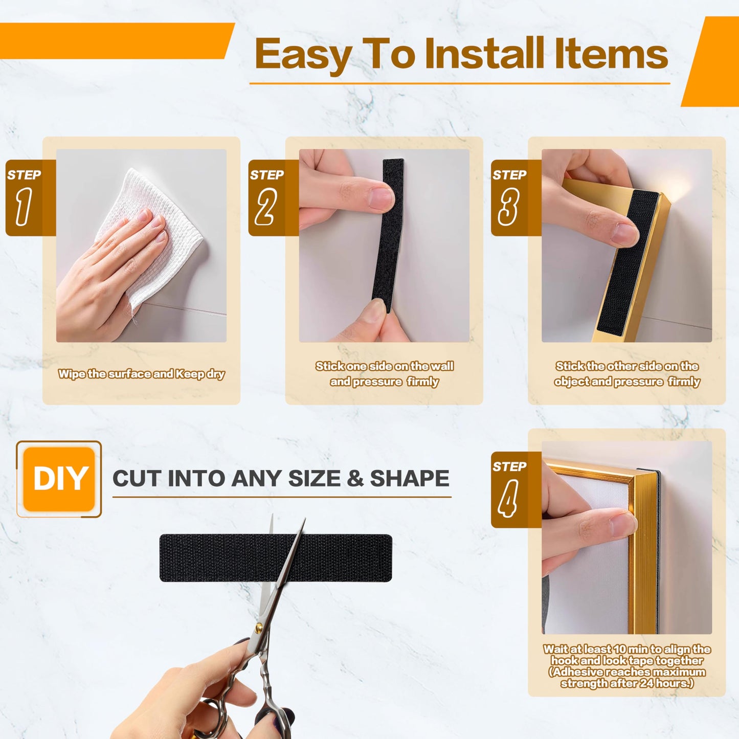 1x3 Inch Hook and Loop Strips, 20 Sets Nylon Self Adhesive Tape, Double Sided Strong Back Adhesive Tape and Dots for Office, Home and Crafting, Heavy Duty, Black