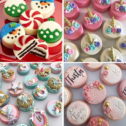 3Pcs Oreo Cookie Chocolate Silicone Mold, 12-Cavity Round Cylinder Oreo Chocolate Cover Molds for Candy, Silicone Baking Molds for Mini Cakes, Jelly