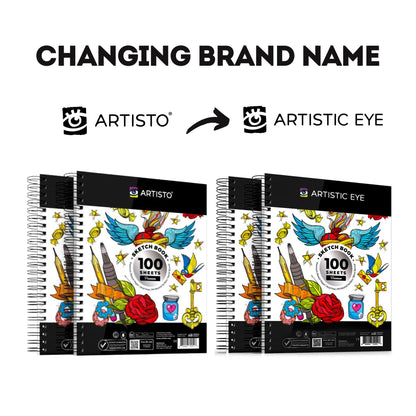 Artisto 9x12 Premium Sketch Book Set, Spiral Bound, Pack of 2, 200 Sheets (100g/m2), Acid-Free Drawing Paper, Ideal for Kids, Teens & Adults.