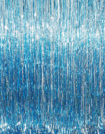 6.4 ft x 9.8 ft Metallic Tinsel Foil Fringe Curtains,Pack of 2 Party Streamer Backdrop for Birthday,Graduation Decorations and New Year Eve (Light Blue)