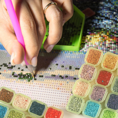 Bead Storage Containers, 28 Grids, 2 Pack, Transparent Green Small Bead Organizer Box