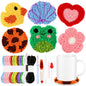 20 Pcs Punch Needle Kit Embroidery Needle Coasters Kit for Adult Beginner DIY Mug Tufted Rug Making Set