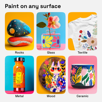 Dual Tip Acrylic Paint Markers - Easy for All Ages & Levels Acrylic Paint Pens for Fabric, Rocks, Paper, Wood, Canvas, Glass, DIY (Dual Tip Brush + Fine, 36)