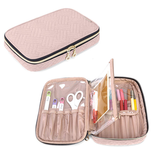 Carrying Case Compatible with Cricut Tools Set, Accessories Organizer Bag for Craft Pens and Basic Tools, Dusty Rose (PATENTED DESIGN)