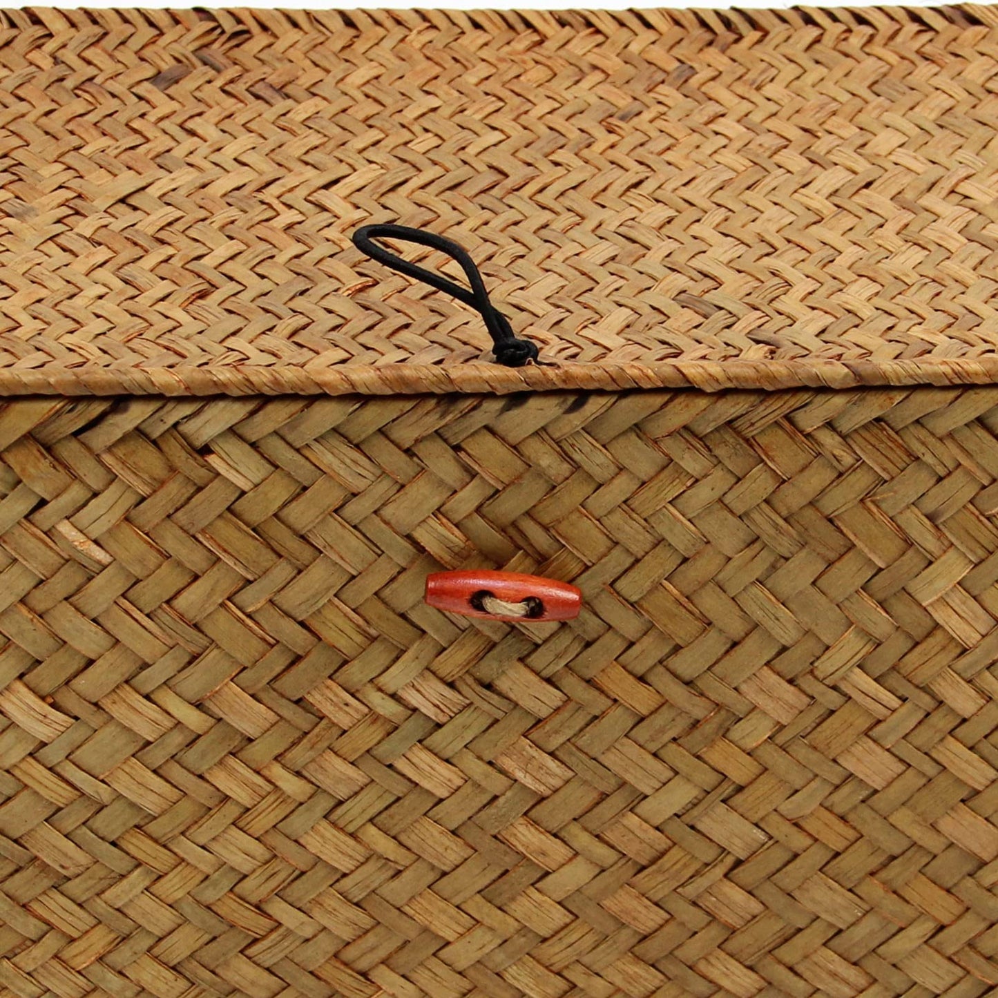 Large Square Sea Grass Baskets for Storage Seaweed Woven Sundries Baskets Sturdy and Durable Natural Material for Make-up with Lid Big Rectangular Seagrass Towel Baskets for Organizing