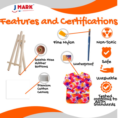 Ultimate Kids Paint Set – Complete Acrylic Paint Set for Kids, Includes Washable Paints, Storage Bag, Wood Easel, Canvas and More