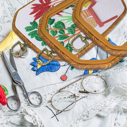 Resin Decorative Embroidery Hoop - 3 Pieces 10*7 inch Cross Stitch Hoops Set, Resin Embroidery Frame for Display Sewing Craft Hanging Ornament (Imitation Wood)