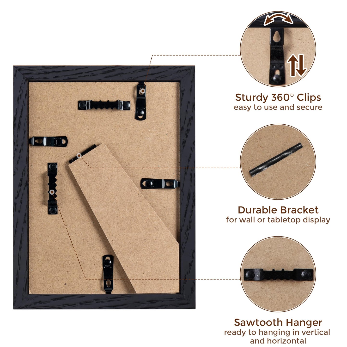 5x7 Black Picture Frame, 5 x 7 Photo Frame, Solid Oak Wood Frame 5 by 7 Frames, 5"x7" Picture Frame with Stand for Tabletop Display, 5x7 Frame Matted to 4x6, Black Frame 5x7, 1 Pack