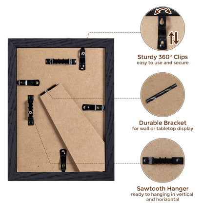 5x7 Black Picture Frame, 5 x 7 Photo Frame, Solid Oak Wood Frame 5 by 7 Frames, 5"x7" Picture Frame with Stand for Tabletop Display, 5x7 Frame Matted to 4x6, Black Frame 5x7, 1 Pack