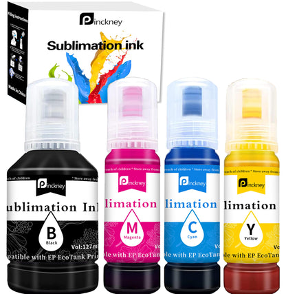 Sublimation Ink Refill for EcoTank Printer ET-2400 ET-2720 ET-2760 ET-2800 ET-2803 ET-2830 ET-4800 ET-3760 ET-2850 ET-4700 ET-15000, Vibrant Color ICC-Free